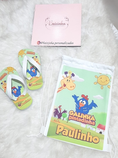 Chinelo infantil  e Mochila de oxford Personalizados